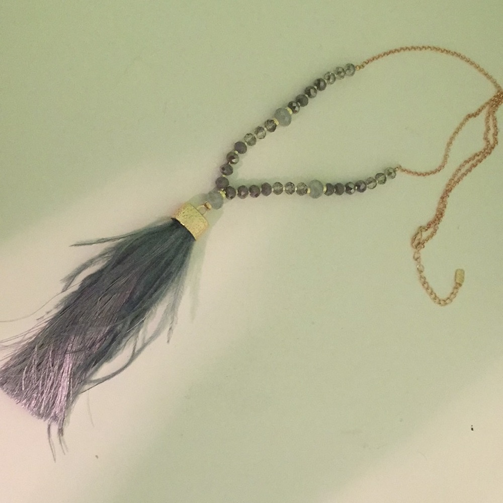 Grey tassel necklace